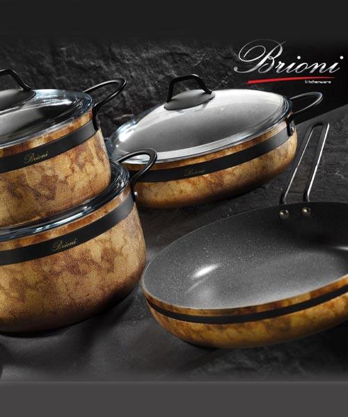 Brioni Royal Stone 7 Parça Siyah Tencere Seti