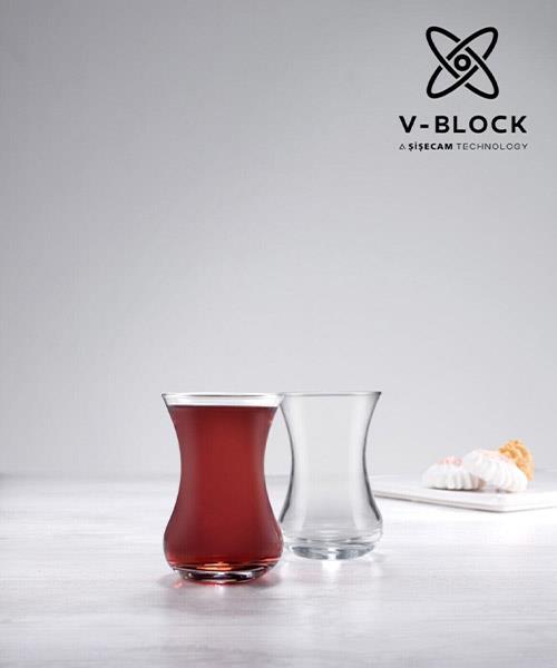 Paşabahçe V-Block Antimikrobiyal Incebelli 6´lı Çay Bardağı
